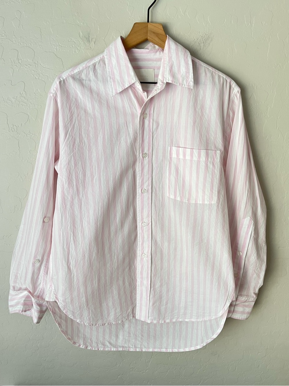 Citizens of Humanity Kayla Shrunken Button Up Shirt Pink Stripe XS Cotton - Picture 3 of 7